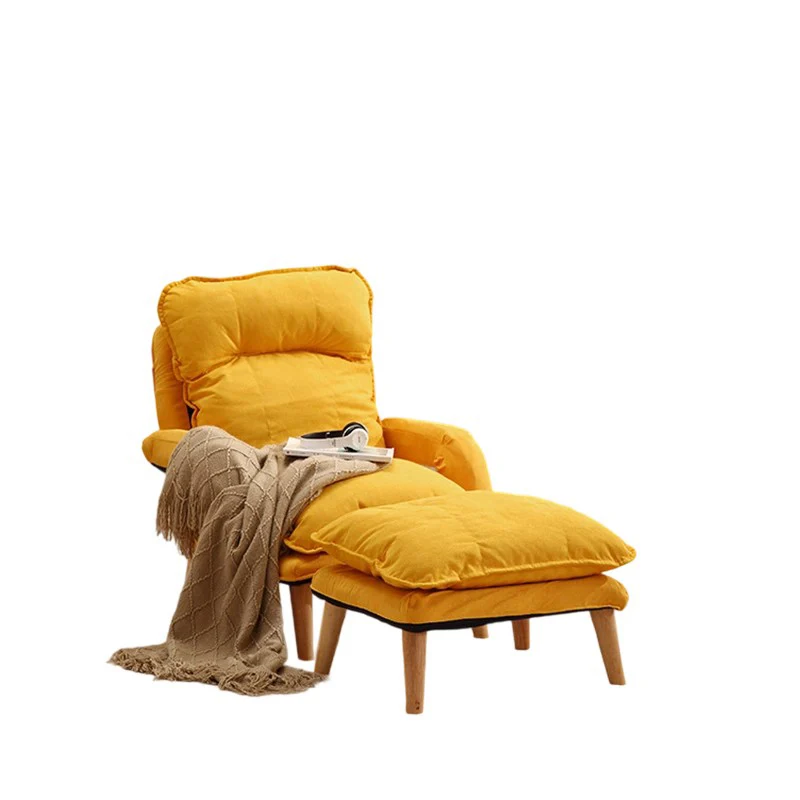 Modern Minimalist Cotton Linen Rubberwood Carbon Steel Square Accent Chair With Backrest & Armrest For Living Room