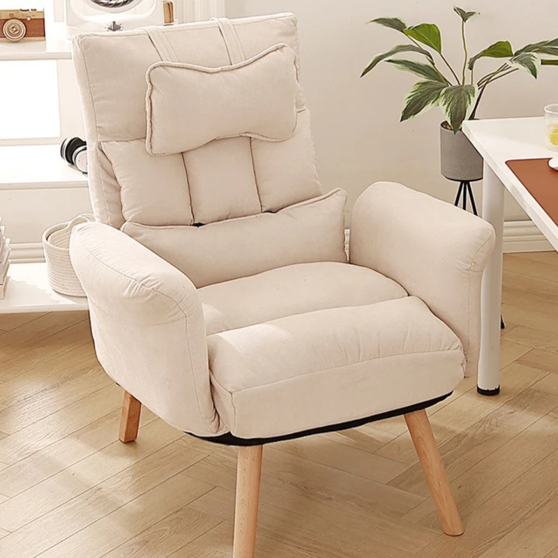 Modern Minimalist Synthetic Fabric Solid Wood Square Reclining Accent Chair With Backrest & Armrest For Living Room