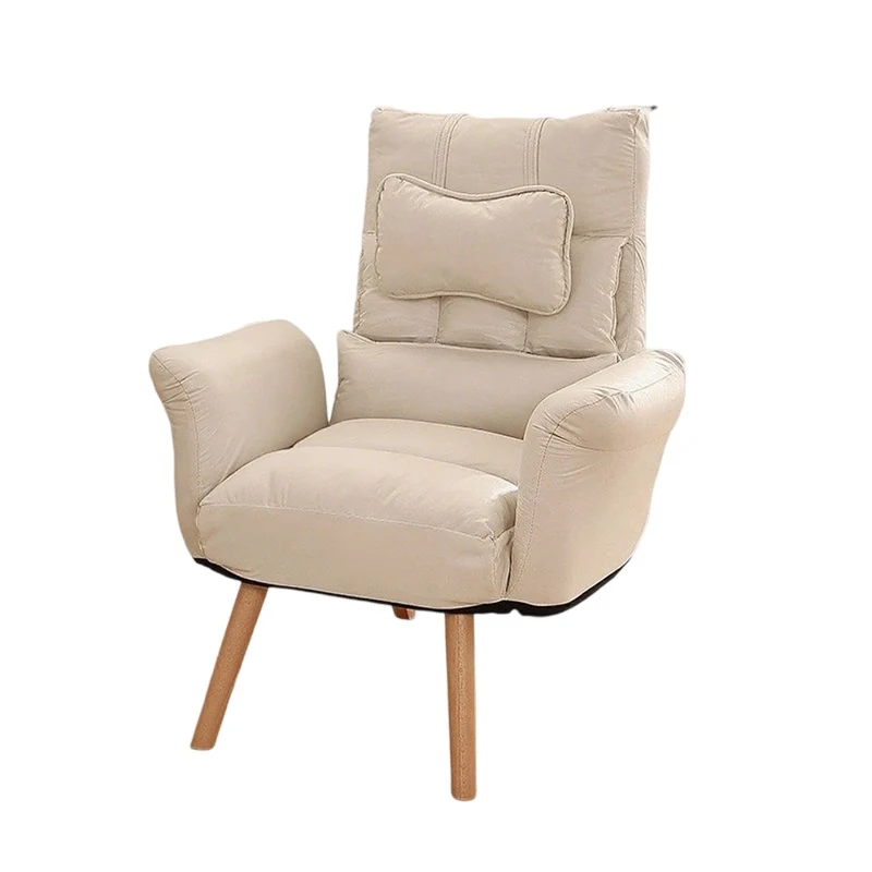 Modern Minimalist Synthetic Fabric Solid Wood Square Reclining Accent Chair With Backrest & Armrest For Living Room