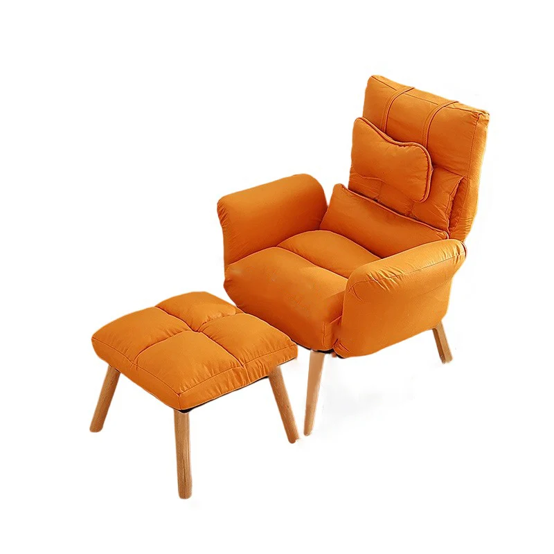 Modern Minimalist Synthetic Fabric Solid Wood Square Reclining Accent Chair With Backrest & Armrest For Living Room