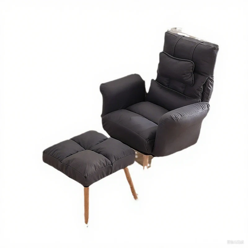 Modern Minimalist Synthetic Fabric Solid Wood Square Reclining Accent Chair With Backrest & Armrest For Living Room