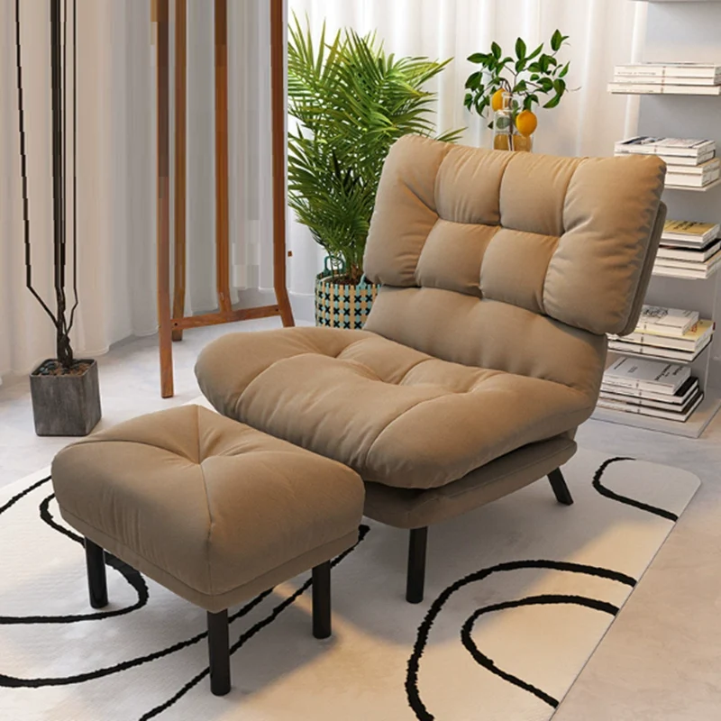 Modern Minimalist Synthetic Fabric Metal Grid Rectangle Accent Chair With Backrest For Living Room