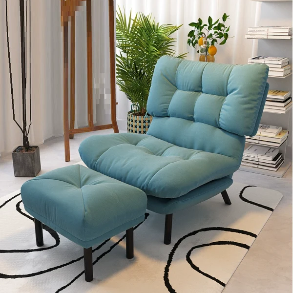 Modern Minimalist Synthetic Fabric Metal Grid Rectangle Accent Chair With Backrest For Living Room