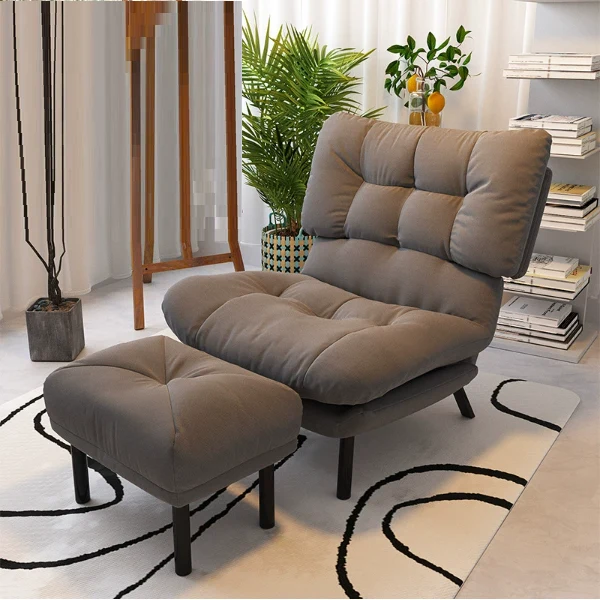 Modern Minimalist Synthetic Fabric Metal Grid Rectangle Accent Chair With Backrest For Living Room