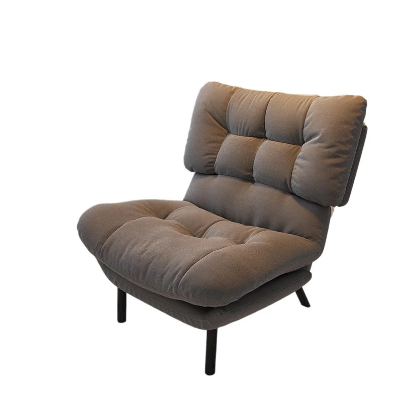 Modern Minimalist Synthetic Fabric Metal Grid Rectangle Accent Chair With Backrest For Living Room