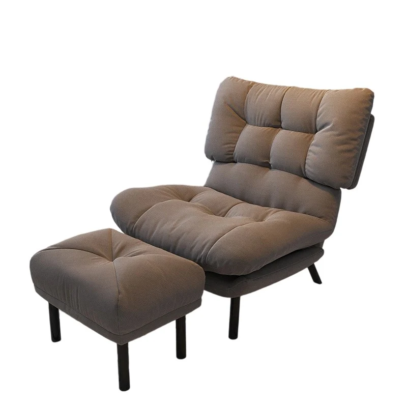 Modern Minimalist Synthetic Fabric Metal Grid Rectangle Accent Chair With Backrest For Living Room