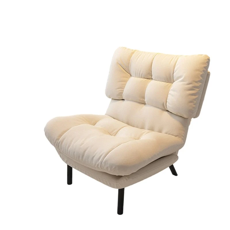Modern Minimalist Synthetic Fabric Metal Grid Rectangle Accent Chair With Backrest For Living Room