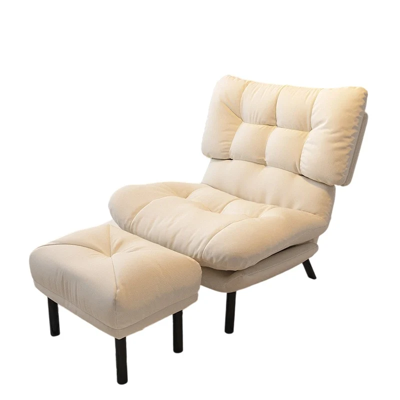 Modern Minimalist Synthetic Fabric Metal Grid Rectangle Accent Chair With Backrest For Living Room