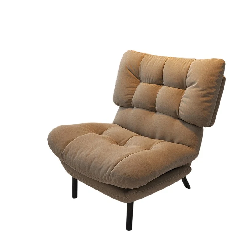 Modern Minimalist Synthetic Fabric Metal Grid Rectangle Accent Chair With Backrest For Living Room