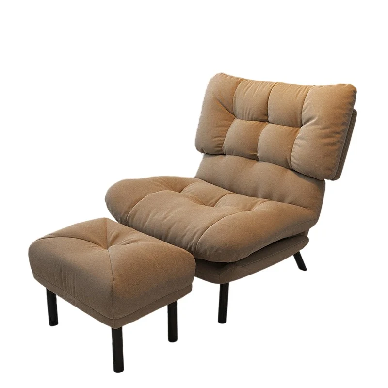 Modern Minimalist Synthetic Fabric Metal Grid Rectangle Accent Chair With Backrest For Living Room
