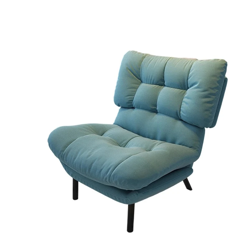 Modern Minimalist Synthetic Fabric Metal Grid Rectangle Accent Chair With Backrest For Living Room