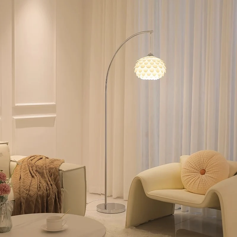 Modern Art Deco Pinecone Iron Plastic 1-Light Standing Floor Lamp For Bedroom