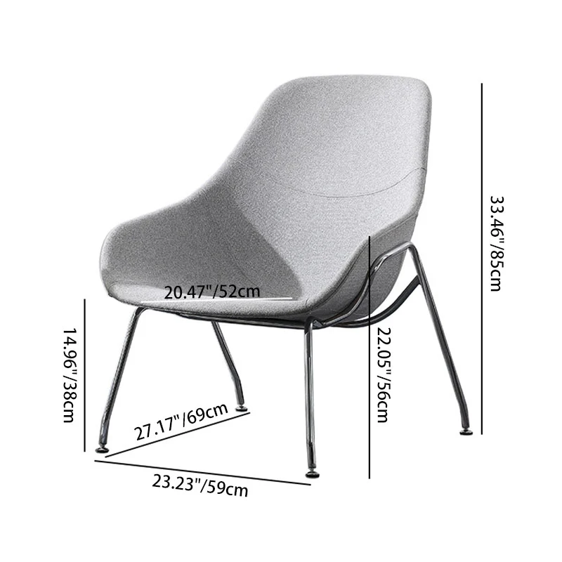 Contemporary Scandinavian Fabric Iron Curved Square Accent Chair With Backrest For Living Room