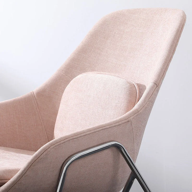 Contemporary Scandinavian Fabric Iron Curved Square Accent Chair With Backrest For Living Room