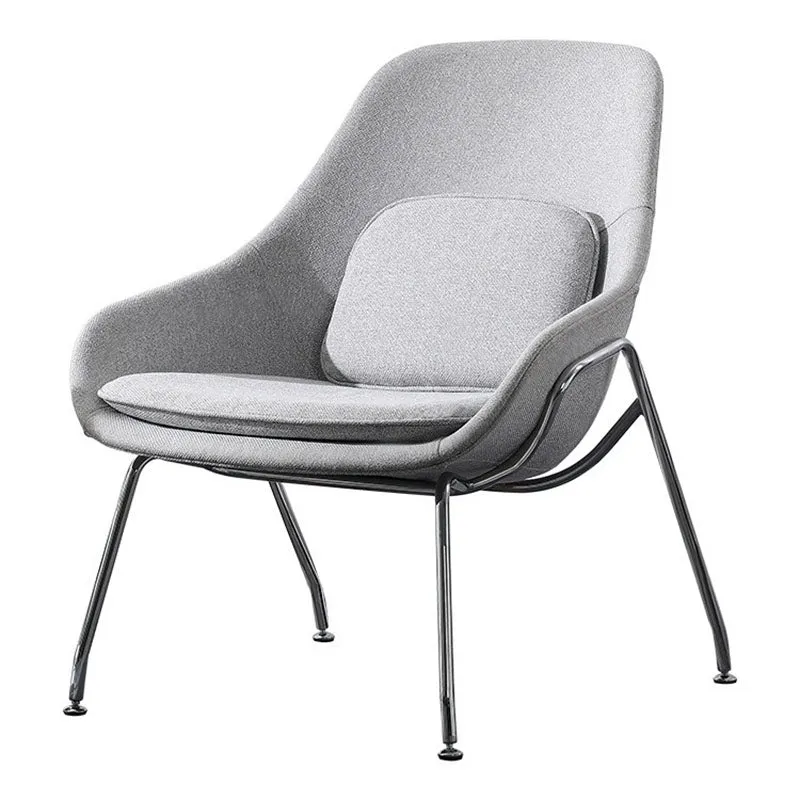 Contemporary Scandinavian Fabric Iron Curved Square Accent Chair With Backrest For Living Room
