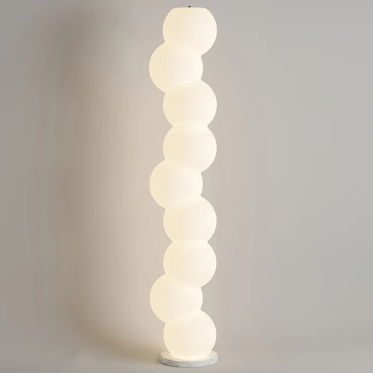 Contemporary Simplicity PE Ball Skewer Marble Base LED Standing Floor Lamp For Bedroom
