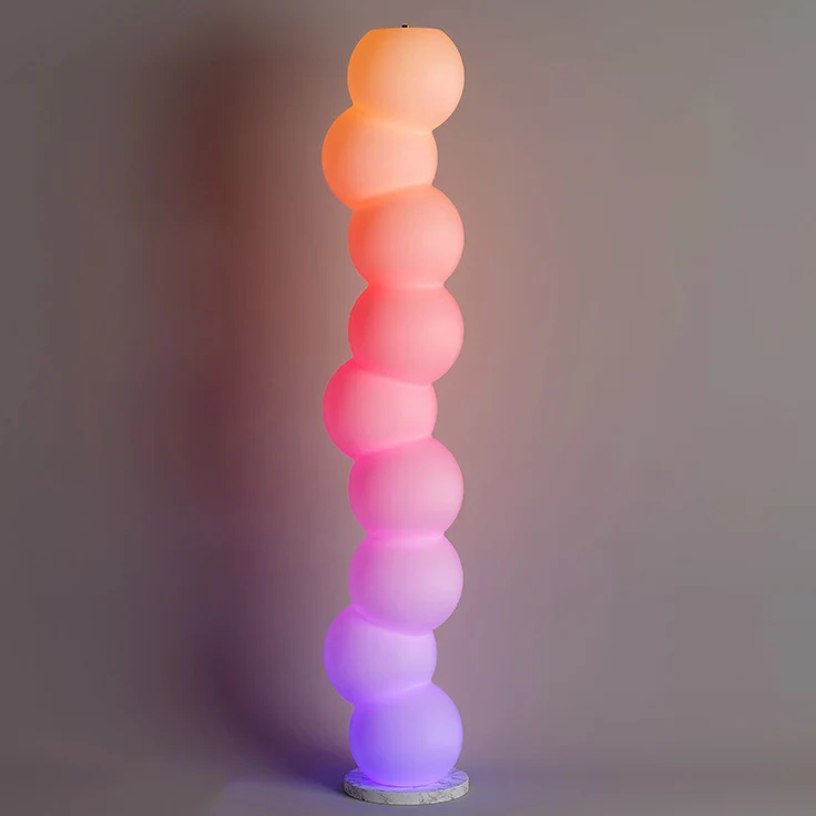 Contemporary Simplicity PE Ball Skewer Marble Base LED Standing Floor Lamp For Bedroom