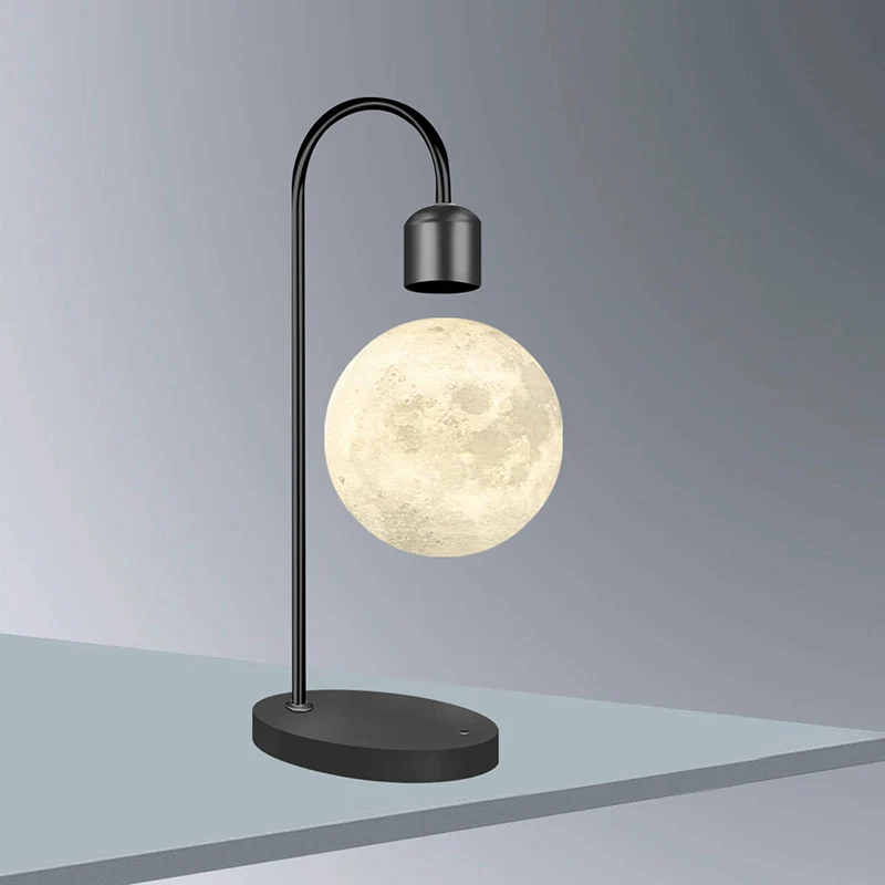 Contemporary Simplicity Magnetic Levitation 3D Printing PLA Moon Shade LED Table Lamp Night Light For Bedroom