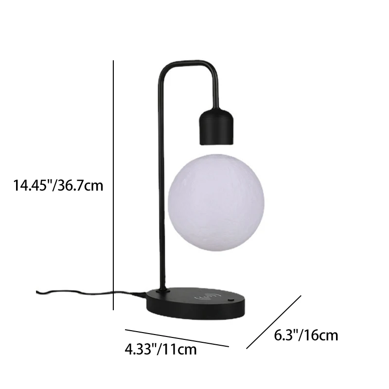 Contemporary Simplicity Magnetic Levitation 3D Printing PLA Moon Shade LED Table Lamp Night Light For Bedroom