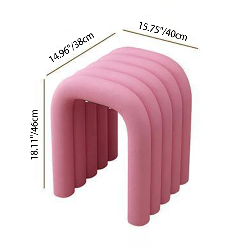 Contemporary Creative Arc Carbon Steel Velvet Sponge Low Stool Backless Armless For Living Room