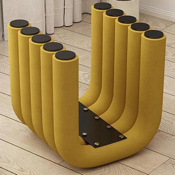 Contemporary Creative Arc Carbon Steel Velvet Sponge Low Stool Backless Armless For Living Room