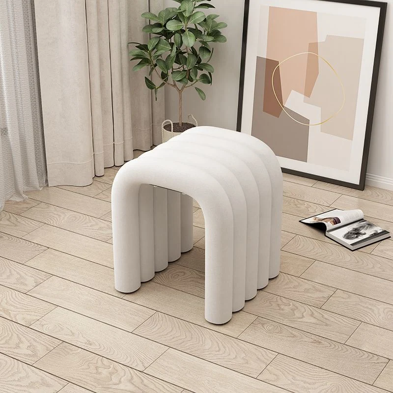 Contemporary Creative Arc Carbon Steel Velvet Sponge Low Stool Backless Armless For Living Room
