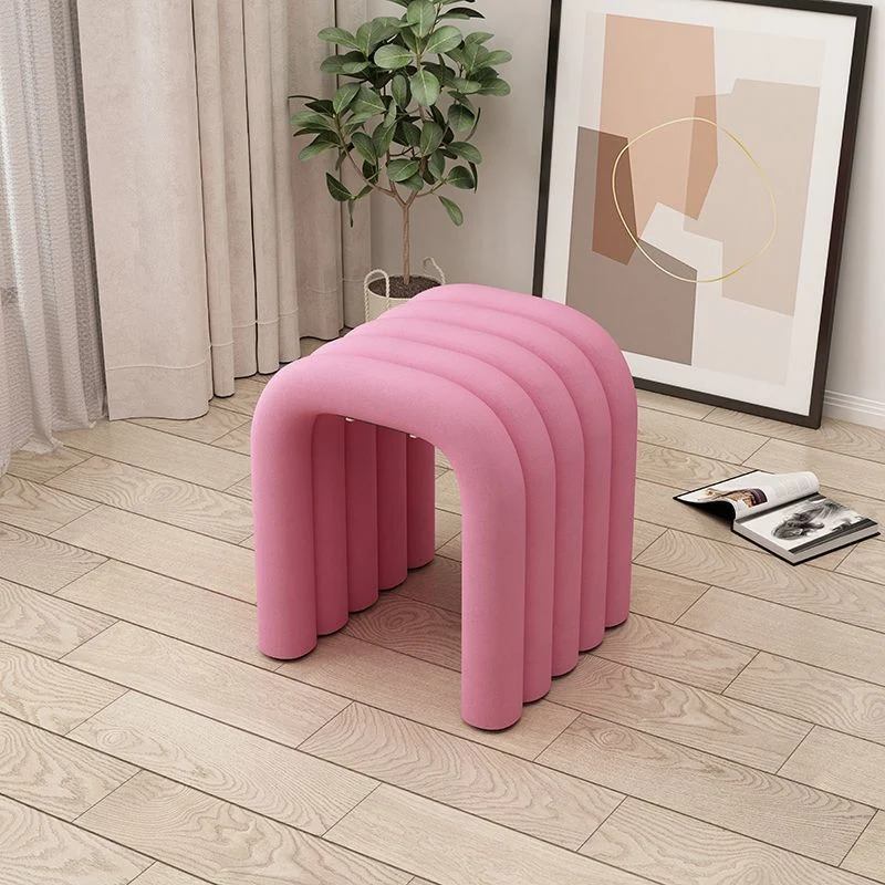 Contemporary Creative Arc Carbon Steel Velvet Sponge Low Stool Backless Armless For Living Room