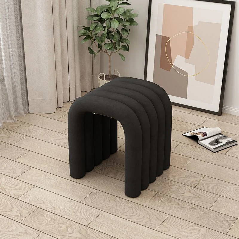 Contemporary Creative Arc Carbon Steel Velvet Sponge Low Stool Backless Armless For Living Room