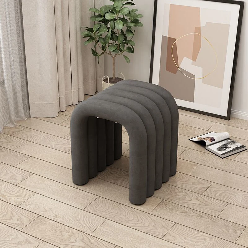 Contemporary Creative Arc Carbon Steel Velvet Sponge Low Stool Backless Armless For Living Room