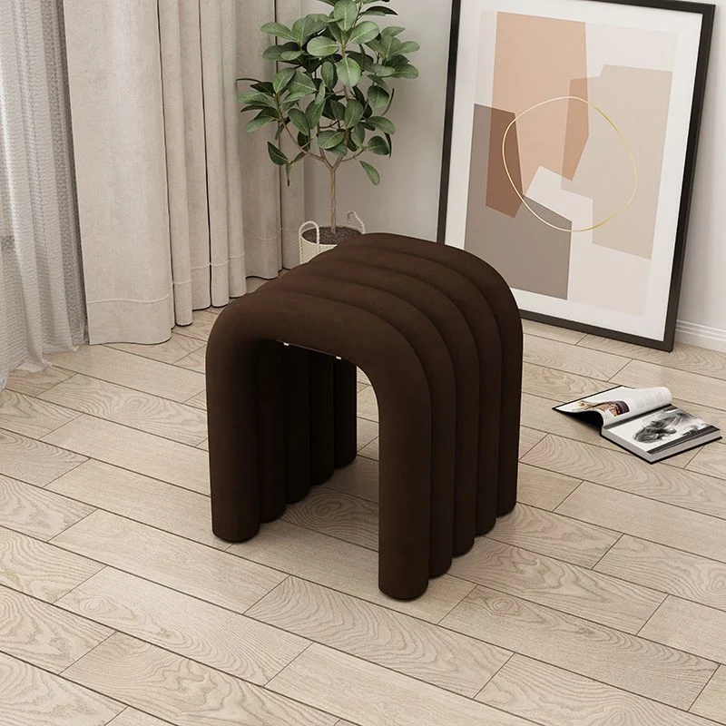 Contemporary Creative Arc Carbon Steel Velvet Sponge Low Stool Backless Armless For Living Room