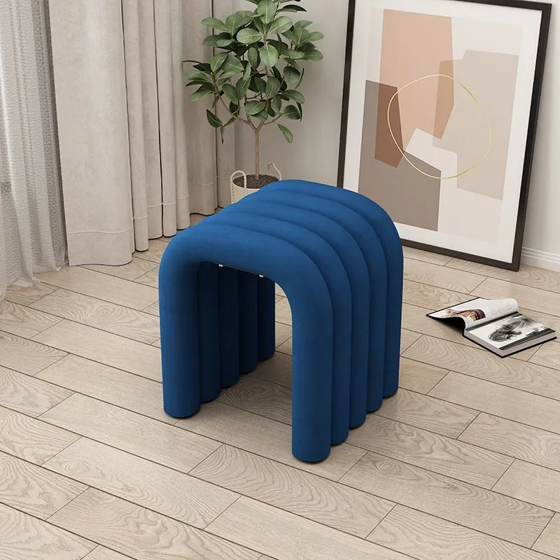 Contemporary Creative Arc Carbon Steel Velvet Sponge Low Stool Backless Armless For Living Room