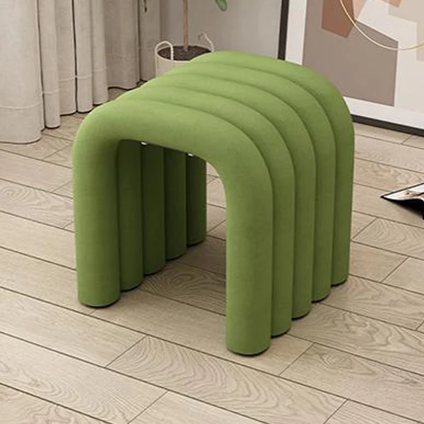 Contemporary Creative Arc Carbon Steel Velvet Sponge Low Stool Backless Armless For Living Room