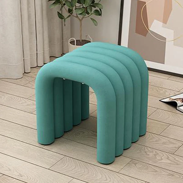 Contemporary Creative Arc Carbon Steel Velvet Sponge Low Stool Backless Armless For Living Room