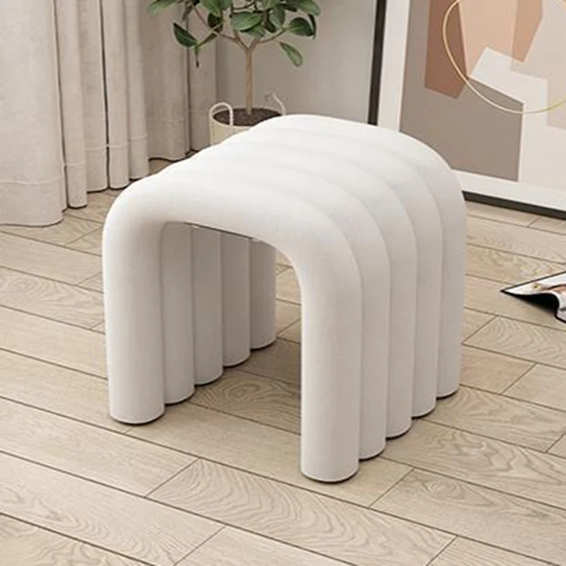 Contemporary Creative Arc Carbon Steel Velvet Sponge Low Stool Backless Armless For Living Room
