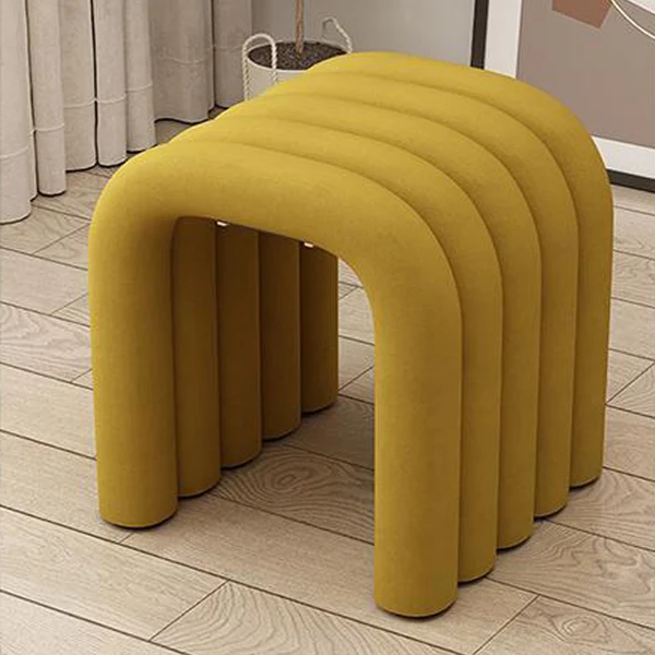 Contemporary Creative Arc Carbon Steel Velvet Sponge Low Stool Backless Armless For Living Room