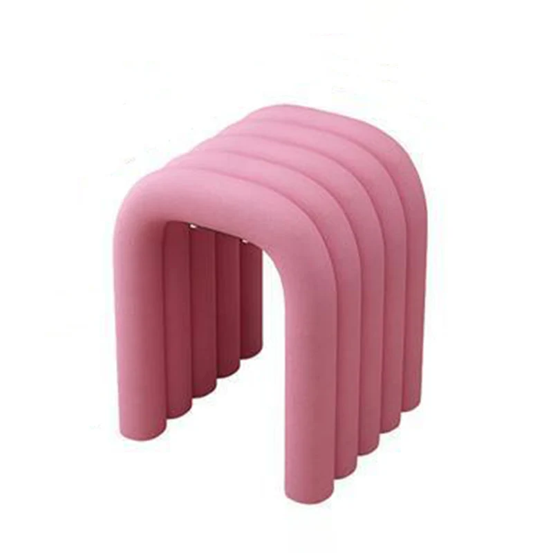 Contemporary Creative Arc Carbon Steel Velvet Sponge Low Stool Backless Armless For Living Room