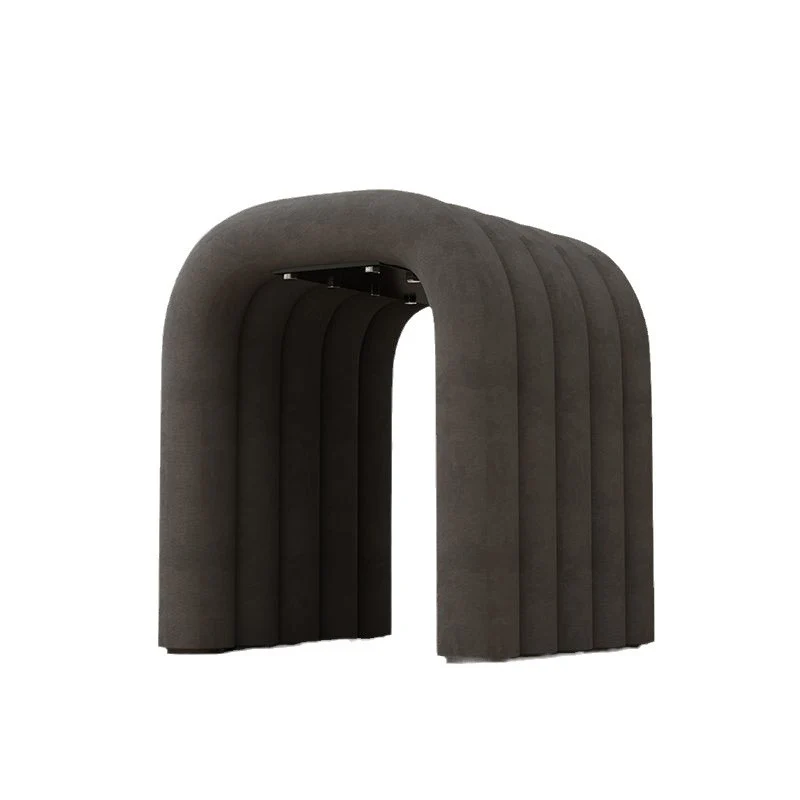 Contemporary Creative Arc Carbon Steel Velvet Sponge Low Stool Backless Armless For Living Room