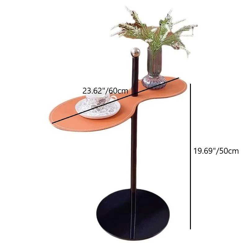 Traditional Chinese Marble Stainless Steel Oval End Table 1-Tier For Living Room