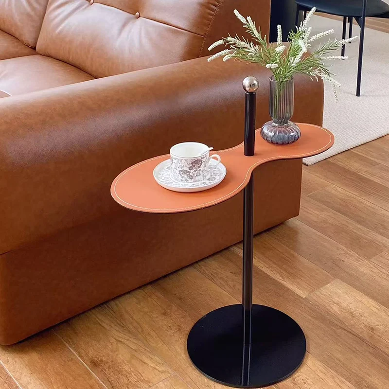 Traditional Chinese Marble Stainless Steel Oval End Table 1-Tier For Living Room