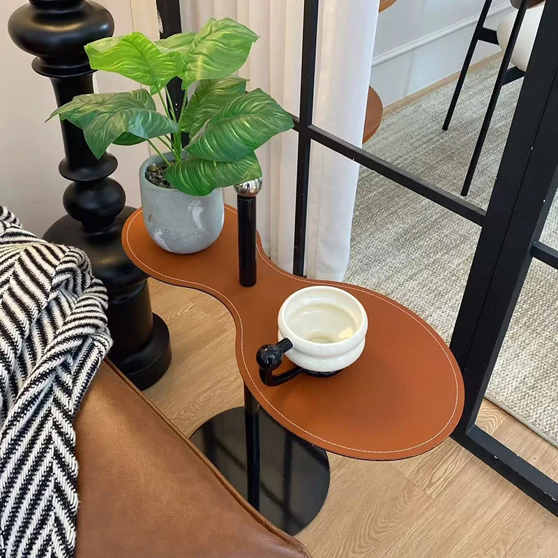 Traditional Chinese Marble Stainless Steel Oval End Table 1-Tier For Living Room