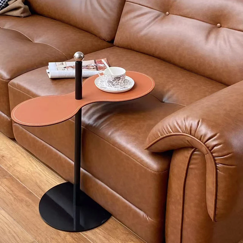 Traditional Chinese Marble Stainless Steel Oval End Table 1-Tier For Living Room