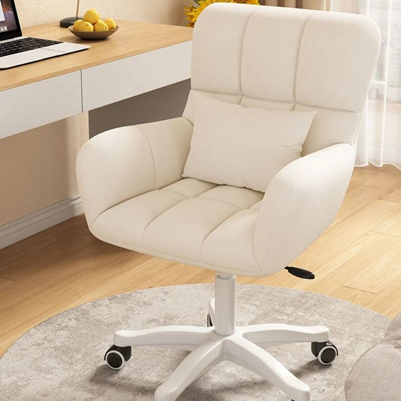 Modern Minimalist Velvet Carbon Steel Plaid Desk Chair With Backrest & Armrest For Home Office