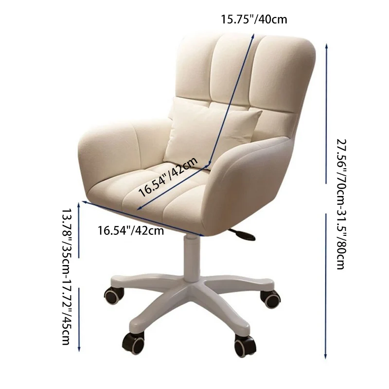 Modern Minimalist Velvet Carbon Steel Plaid Desk Chair With Backrest & Armrest For Home Office
