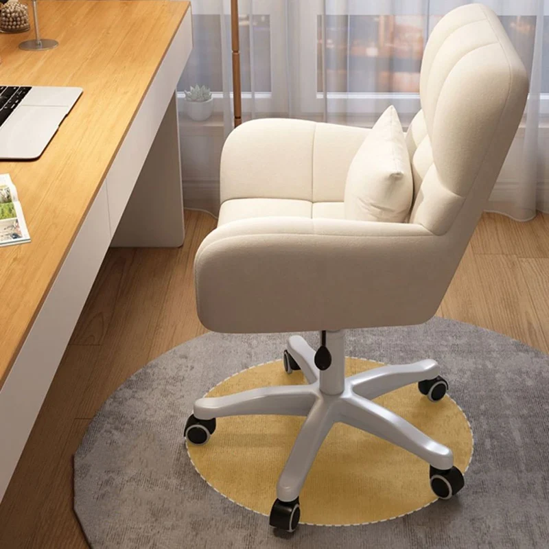 Modern Minimalist Velvet Carbon Steel Plaid Desk Chair With Backrest & Armrest For Home Office