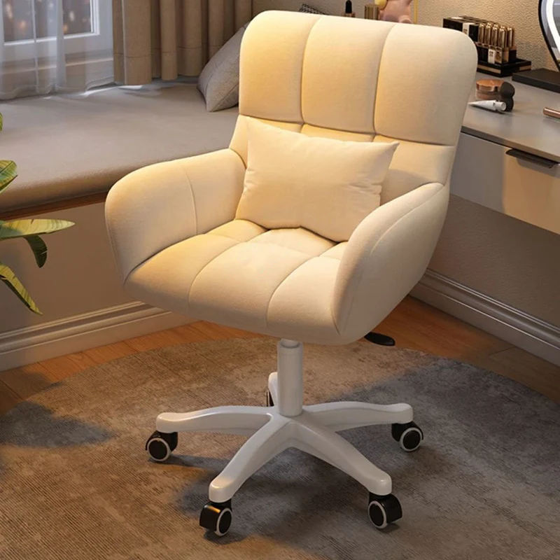 Modern Minimalist Velvet Carbon Steel Plaid Desk Chair With Backrest & Armrest For Home Office
