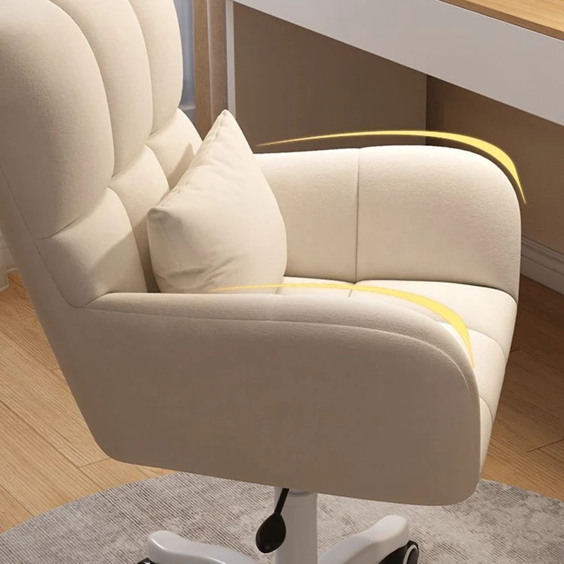 Modern Minimalist Velvet Carbon Steel Plaid Desk Chair With Backrest & Armrest For Home Office