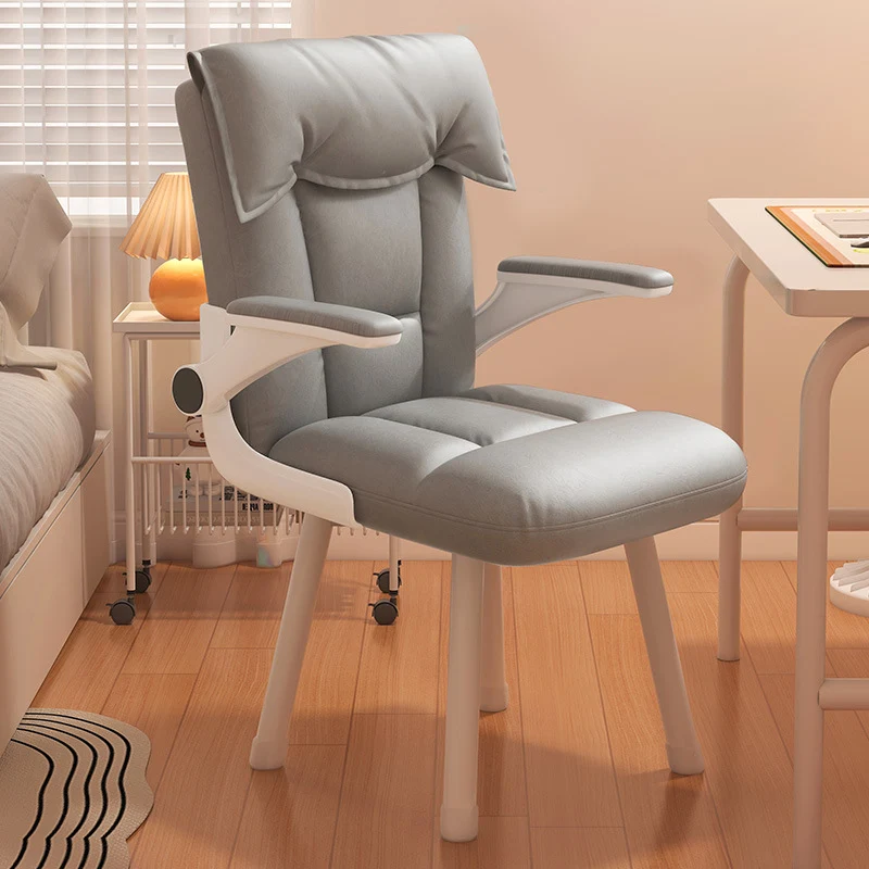 Contemporary Nordic Square Tufted Synthetic Fabric Cat Scratch Leather Solid Wood Desk Chair Backrest Armrest For Home Office