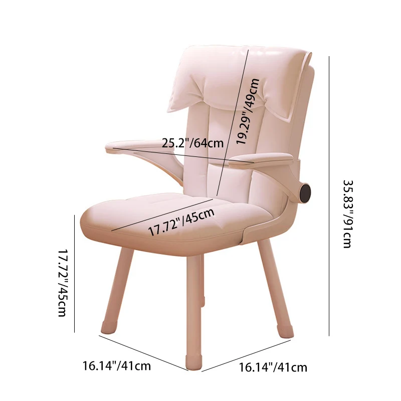 Contemporary Nordic Square Tufted Synthetic Fabric Cat Scratch Leather Solid Wood Desk Chair Backrest Armrest For Home Office