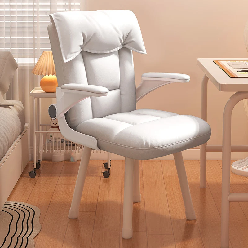 Contemporary Nordic Square Tufted Synthetic Fabric Cat Scratch Leather Solid Wood Desk Chair Backrest Armrest For Home Office