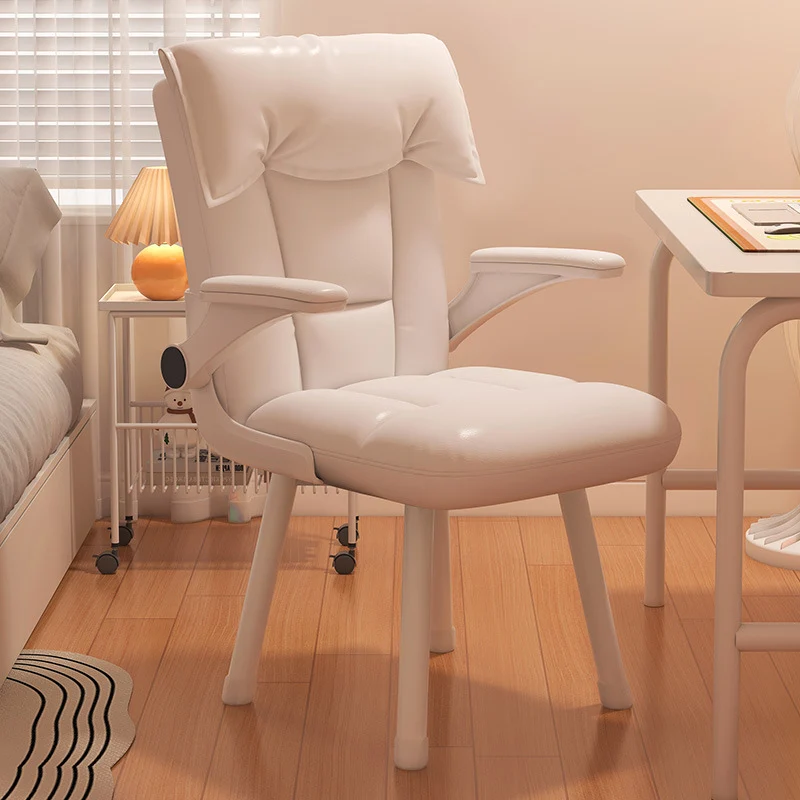 Contemporary Nordic Square Tufted Synthetic Fabric Cat Scratch Leather Solid Wood Desk Chair Backrest Armrest For Home Office
